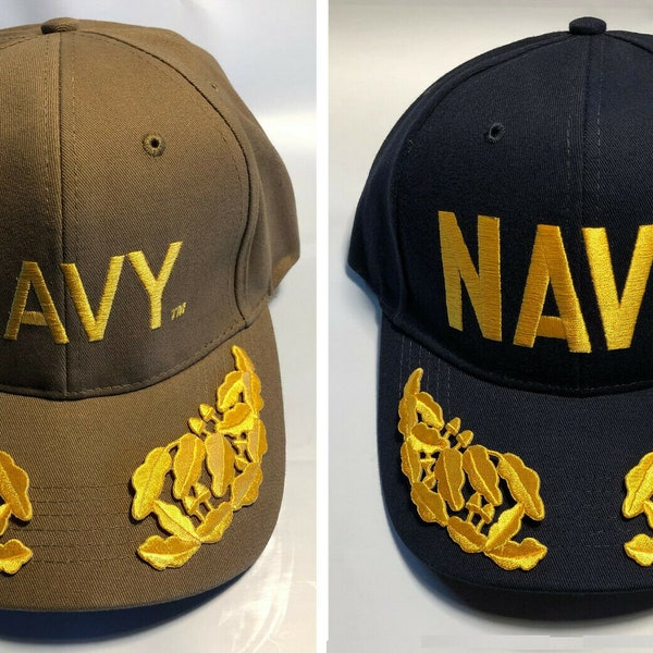 Us Navy Ball Cap With Leaf Etsy