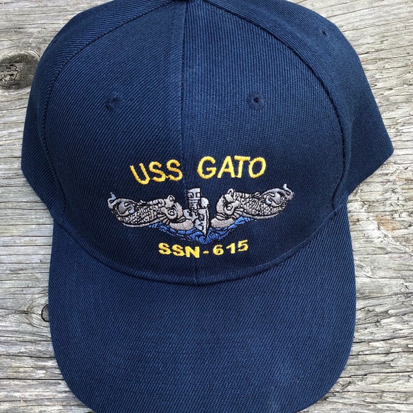 USS Gato SSN-615 Ball Cap Geborduurde Submarine Dolfijnen Veteraan Navy Sub Hat