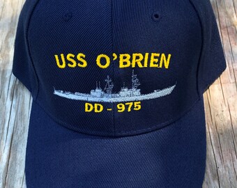 USS O'Brien DD-975 Embroidered Ball Cap Sprucan Destroyer Vet Navy Veteran Hat