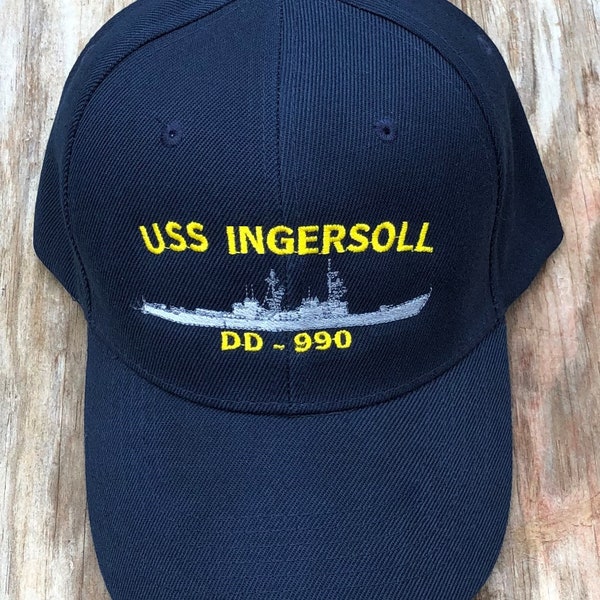 USS Ingersoll DD-990 Embroidered Ball Cap Vet Sprucan Destroyer US Navy Veteran Hat