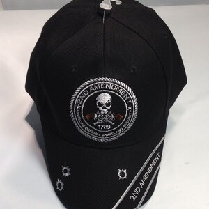 Hot Leathers 2nd Amendment Ball Cap - Black Embroidered Skull & Revolvers Design - View #12
