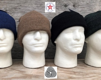 Made in the USA Ragg Wool Knit Watch Cap Beanie SUPER WARM Made in America Hat Four Colors