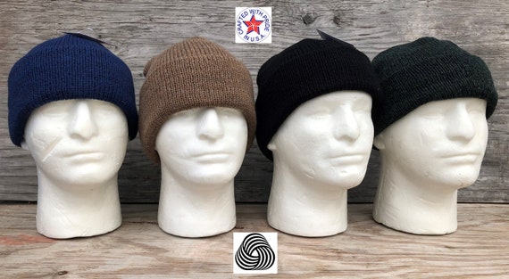 100% Ragg Wool Knit Watch Cap Beanie 