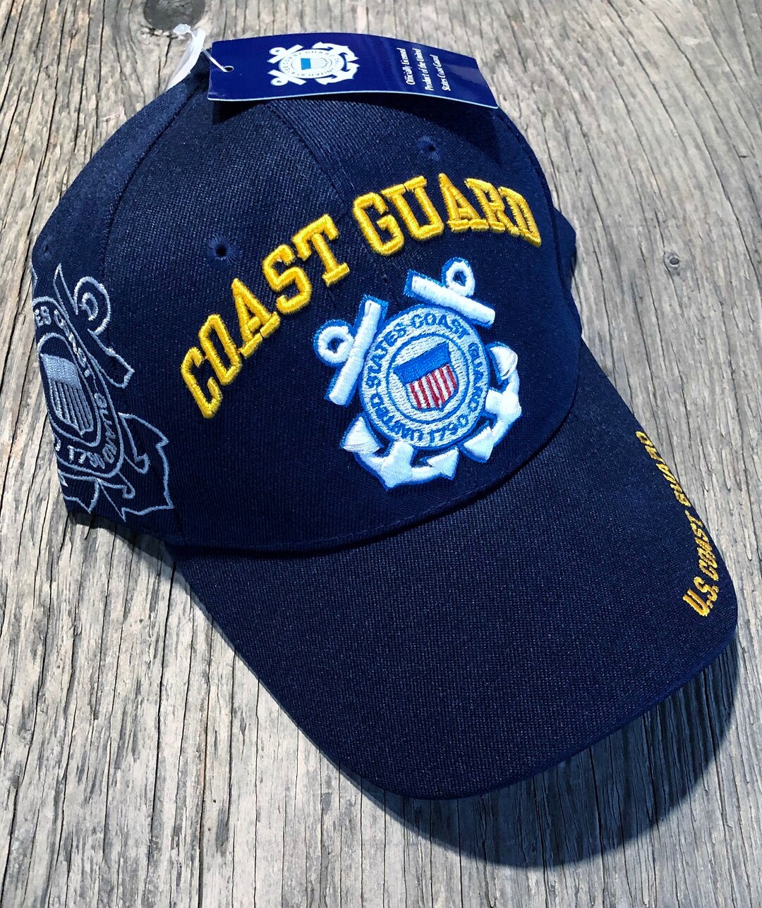 US Coast Guard Ball Cap USCG Veteran Side Shadow Embroidery Blue Vet