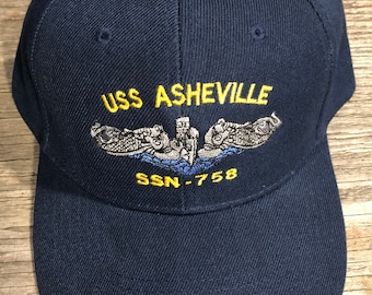 USS Asheville SSN-758 Ball Cap Embroidered Submarine Silver Dolphins US Navy Vet Sub Veteran Hat