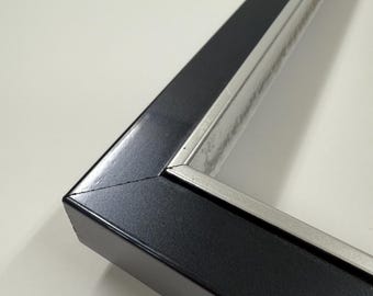 Modern Navy Black Wood Picture Frame - Sleek Reflective Finish - Traditional & Contemporary Home Decor - 8x10