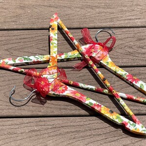Hand Painted Wood Clothes Hangers - FLOWERS, Set of 2