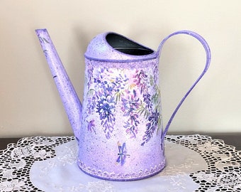 Metal Water Can, Garden Watering Can, Garden Decor, Purple Watering Can, Indoor Watering Can, Metal Pitcher, Metal Vase - WISTERIA, 88 oz