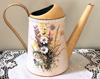 Handcrafted Watering Can, Indoor Metal Watering Can, Garden Water Can, Watering Pitcher, Garden Decor, Decorative Vase - WILD FLOWERS, 88 oz