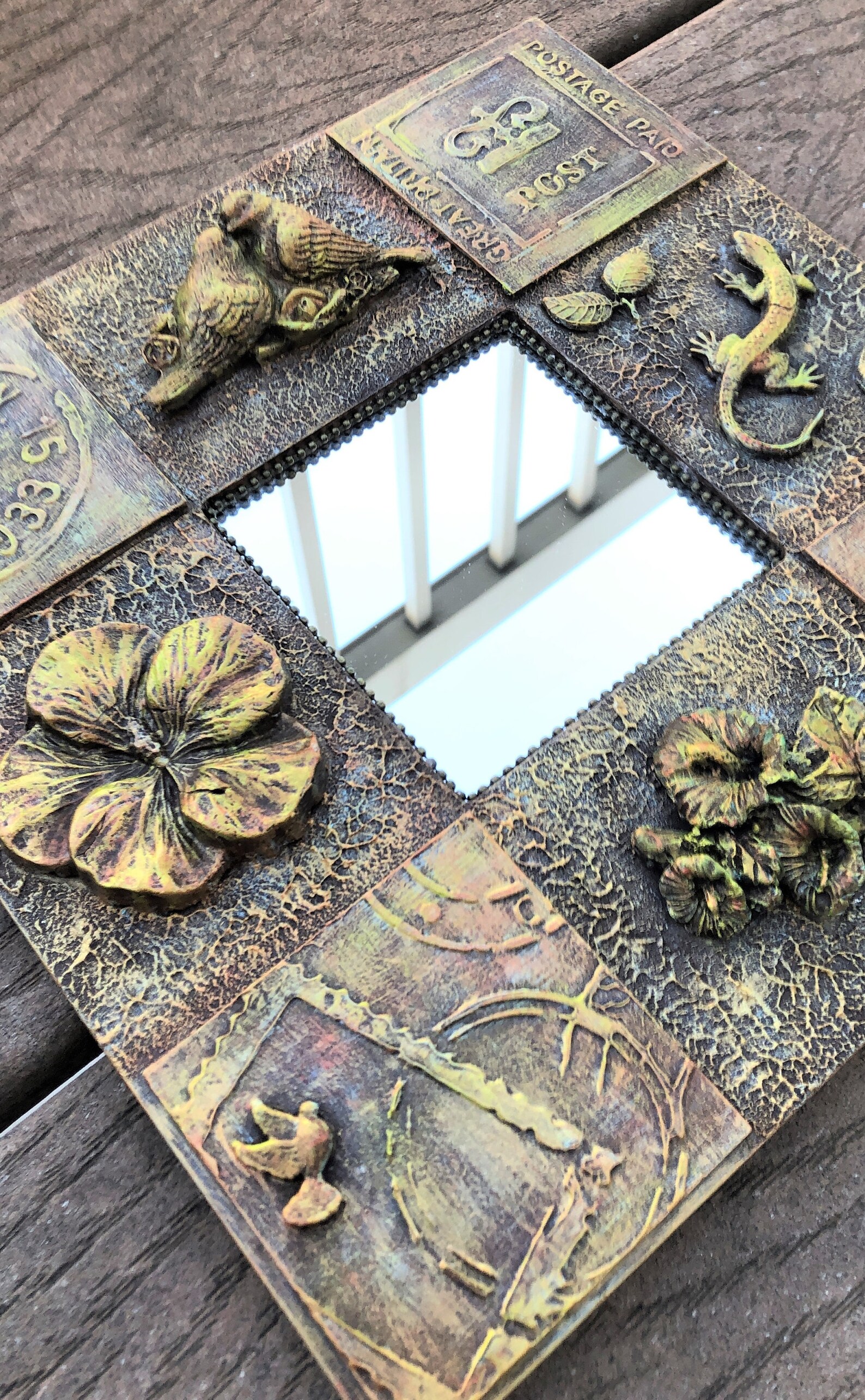 Small Framed Wall Mirror 10x10 Mirror With Tiles Etsy