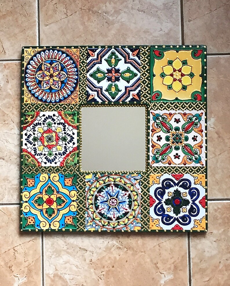 Small Wall Mirror 10x10 Framed Mosaic Mirror Etsy