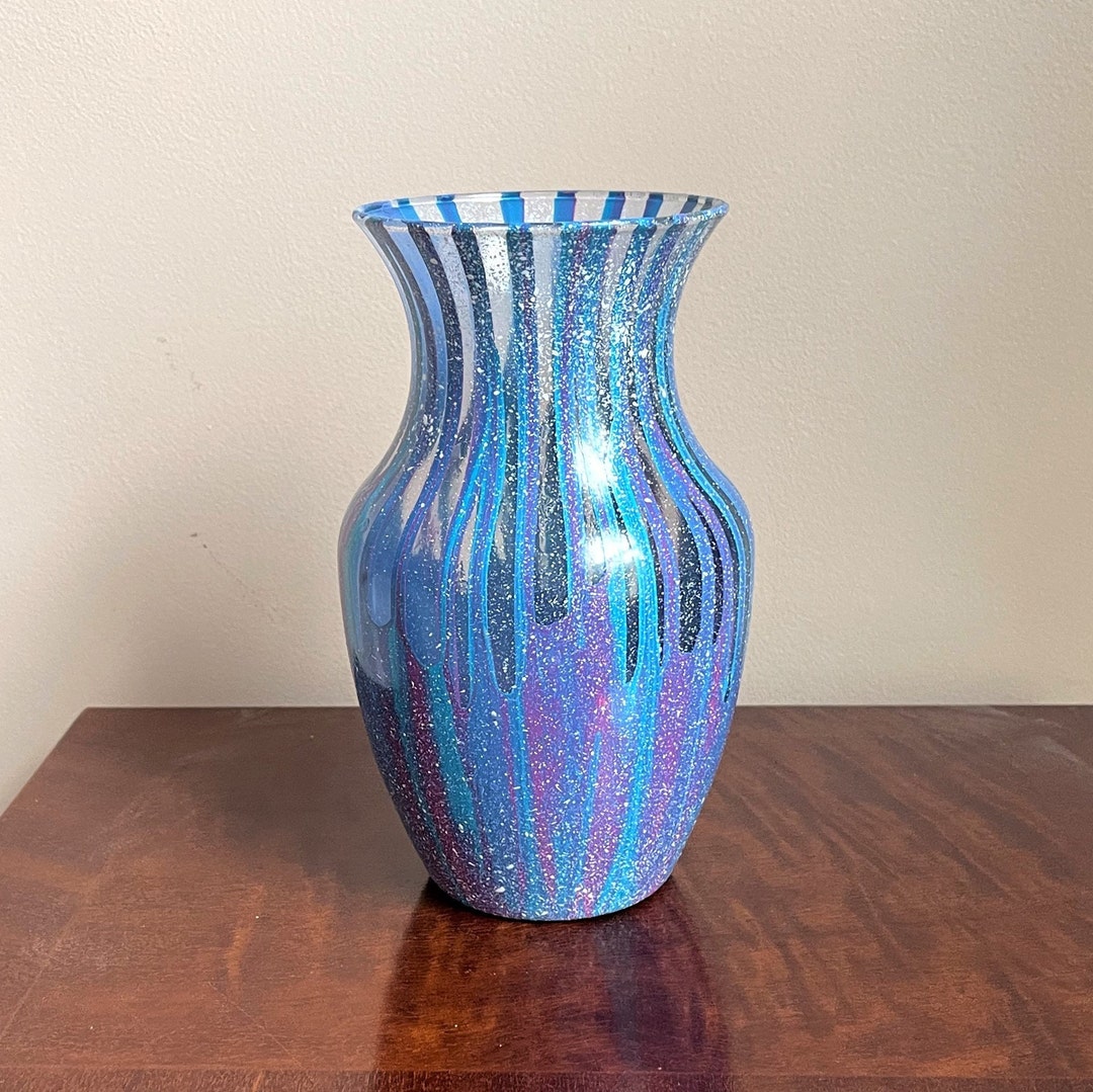 Handcrafted Fluid Art Glass Vase, Pouring Acrylic Glass Vase, Glass Flower Vase, Gift for Mom