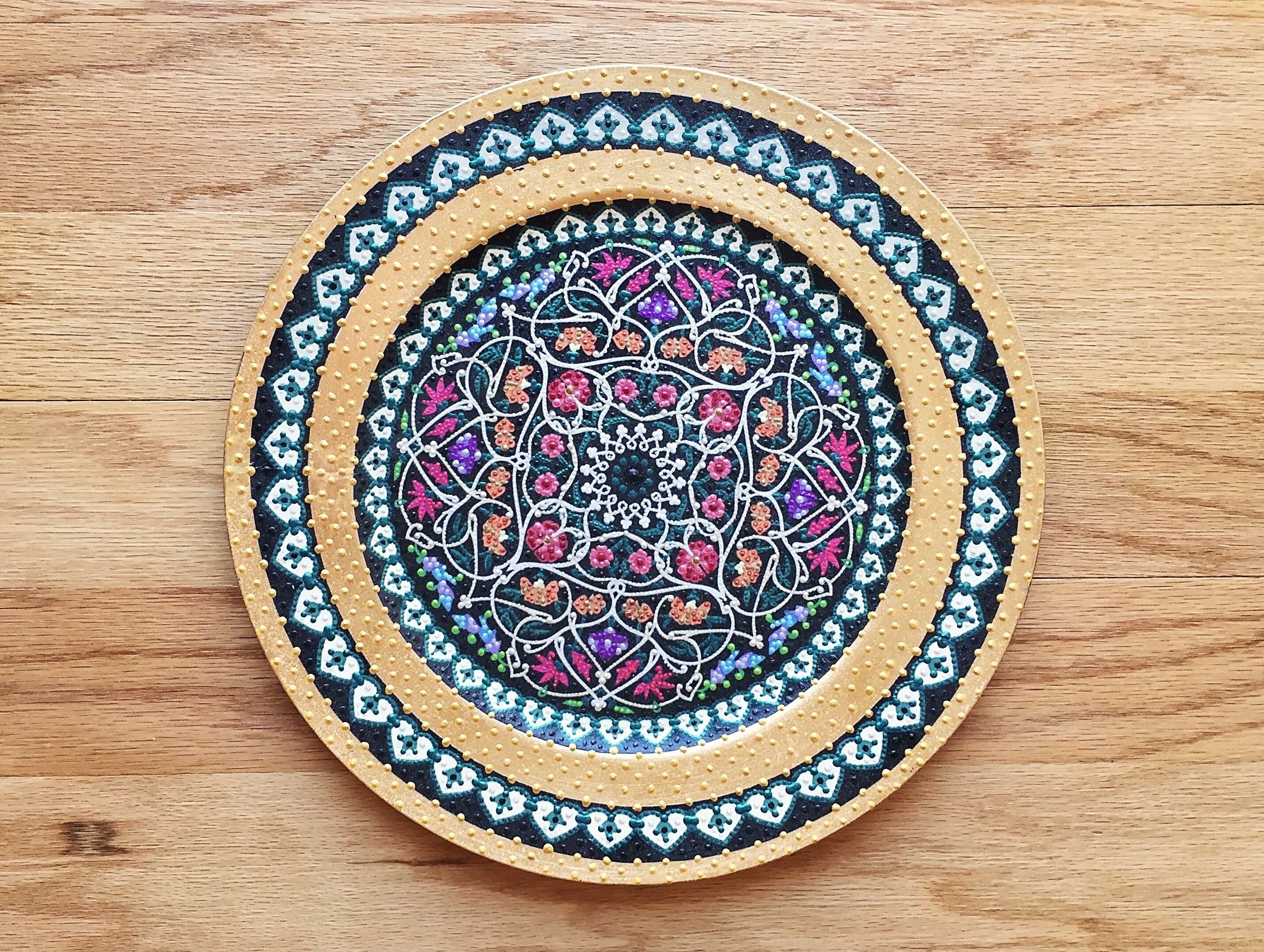 Decorative Plate HandPainted Plate Wall Decor Round Plate Etsy