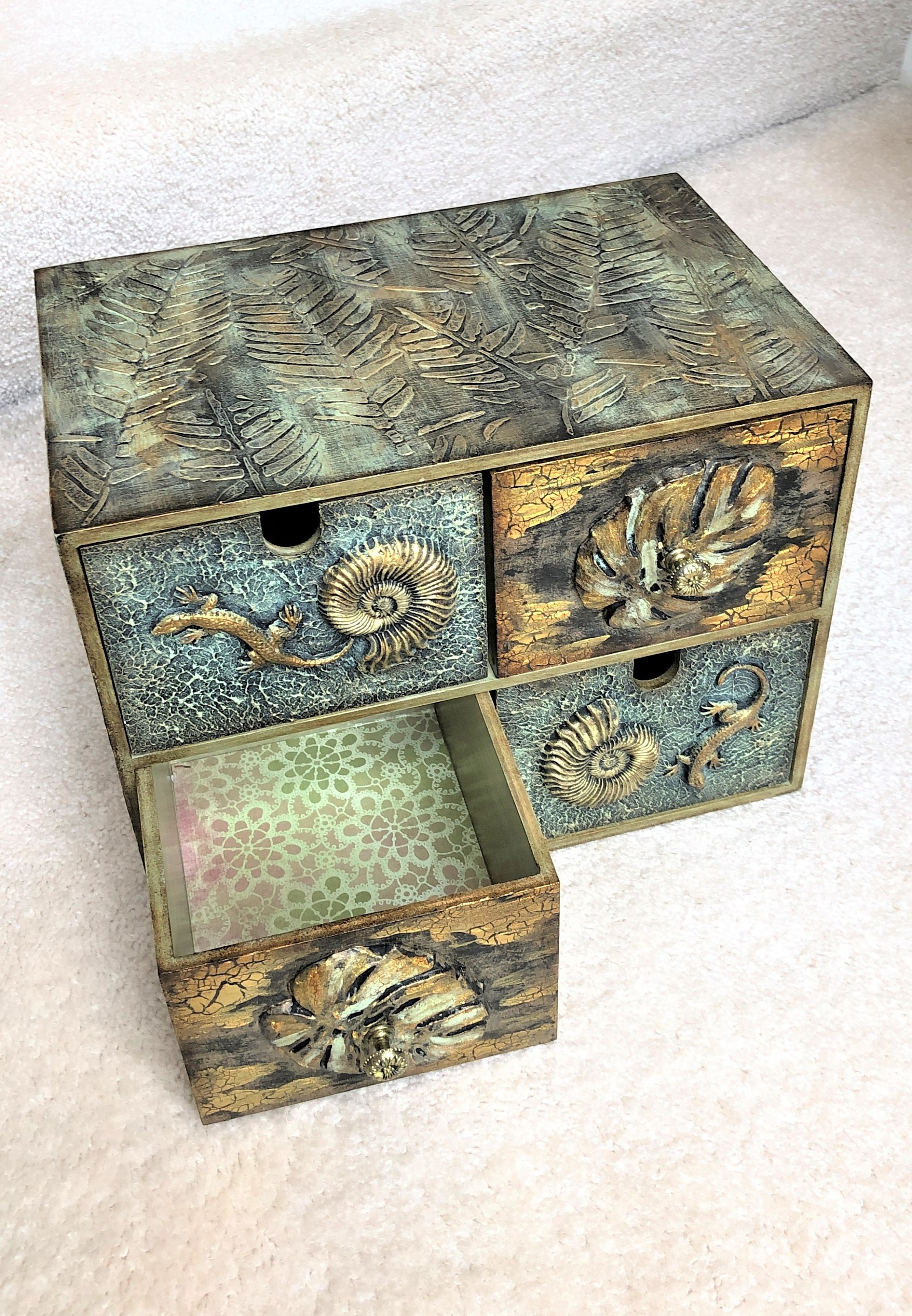 Cofre pequeño de cajones gabinete de boticario de madera | Etsy