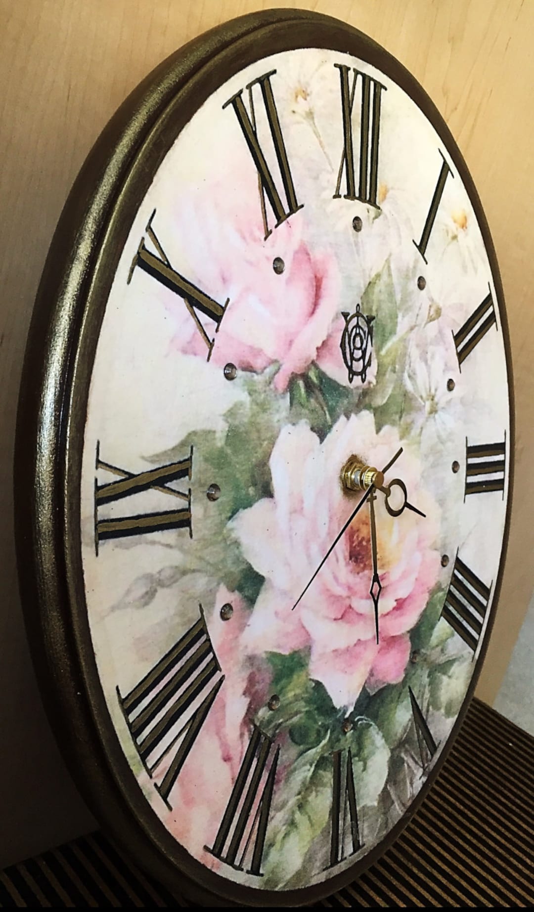 Oval Wooden Wall Clock Retro Wood Wall Clock Wall Decor Etsy