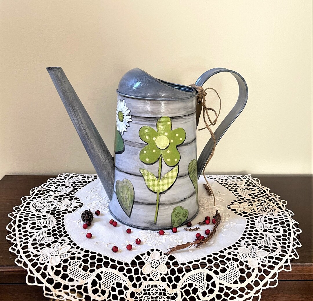 Watering Can Water Can Garden Decor Hand Painted Watering Etsy