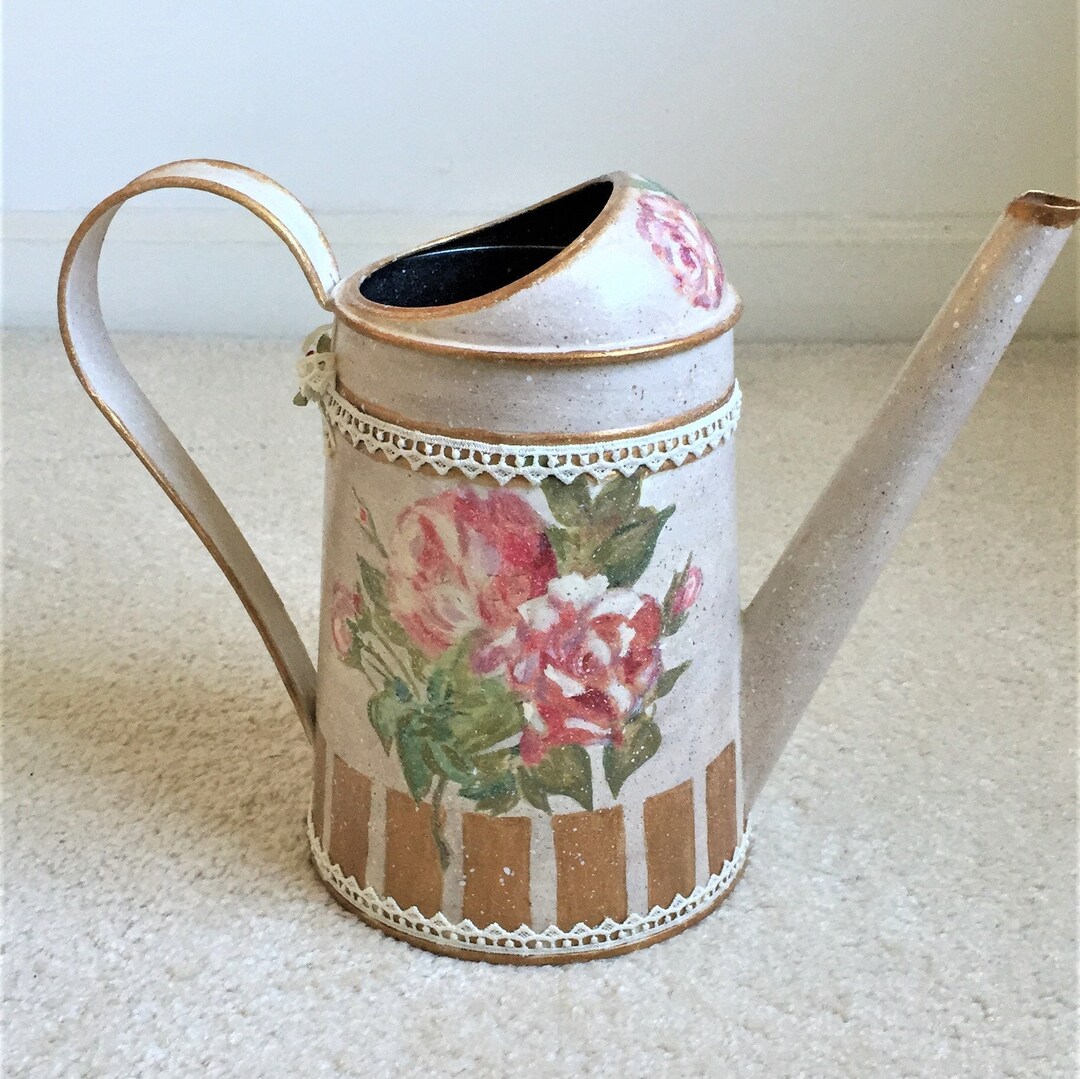 Watering Can, Metal Hand Painted Watering Can, Water Can, Gift for