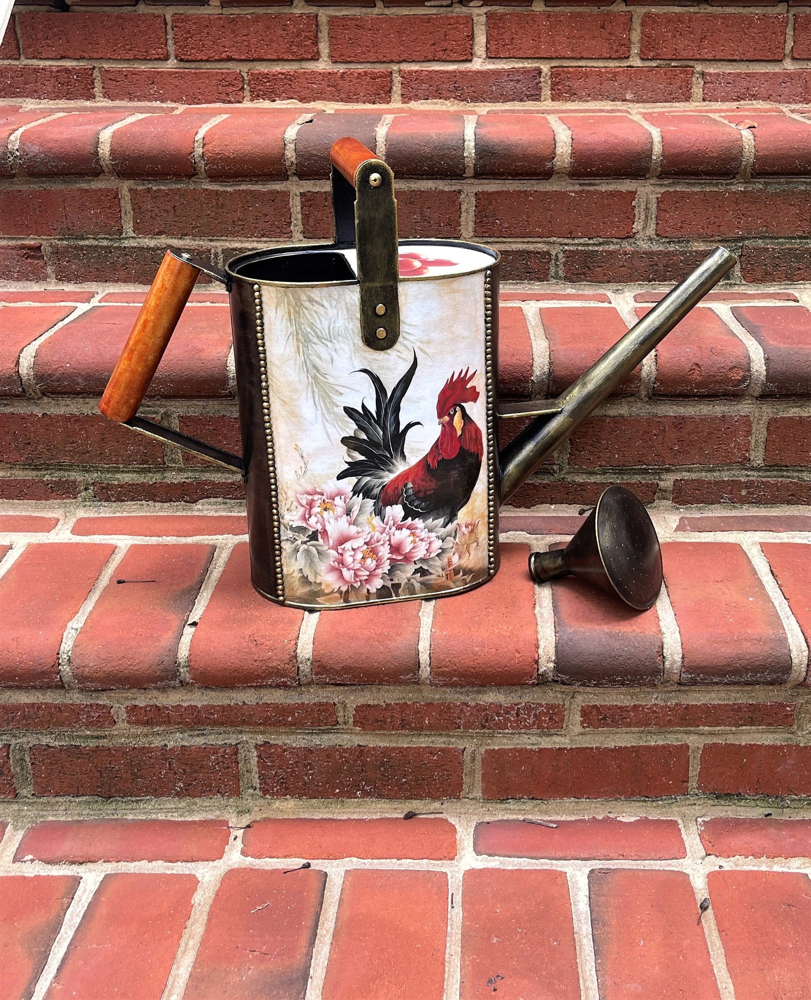 Hand Painted Metal Watering Can 2.38 Gal 16 in ROOSTERS Etsy