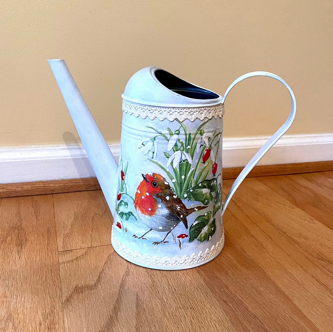 Hand Painted Watering Can, Deck Decoration, Garden Water Tool, Water Can, Watering Can, Metal