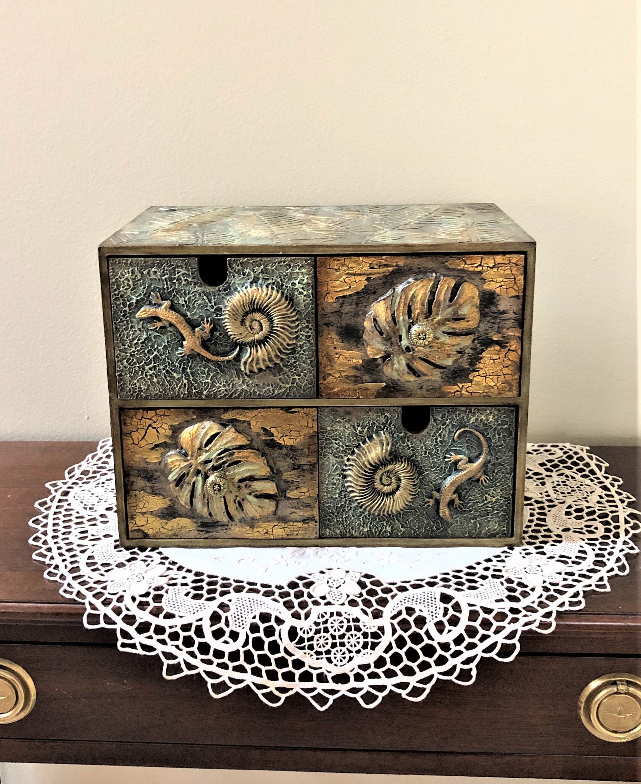 Cofre pequeño de cajones gabinete de boticario de madera | Etsy