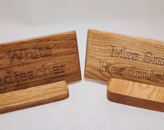 Wooden Desk Sign, Desk Name Plate, Personalised Office Name Sign, Any Name Slogan Gift Office, Teacher Gift, Teacher Desk Name