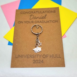 Porte-clés personnalisé pour carte de remise des diplômes, Félicitations pour l'obtention de votre diplôme, Carte universitaire, Remise des diplômes, Carte Fier of You, Carte personnalisée