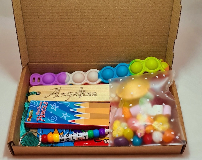 Personalised Kids Teacher Incentive Activity Box, Pupil Gifts, End of Year Gifts,Activity Pack, Personalised Bookmark/Keyring,School Leavers