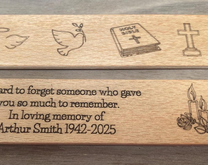 Bulk Custom Personalised Wooden Bookmark Funeral Favours For Guests - Personalised Gifts - Funeral Guest Gifts - Remembrance Memorial Gifts