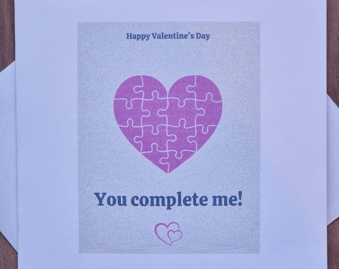 Valentine's Day Card, Valentine's Card For Him, Valentine's Card For Her, You Complete Me, Card For Girlfriend, Card Boyfriend, I Love You