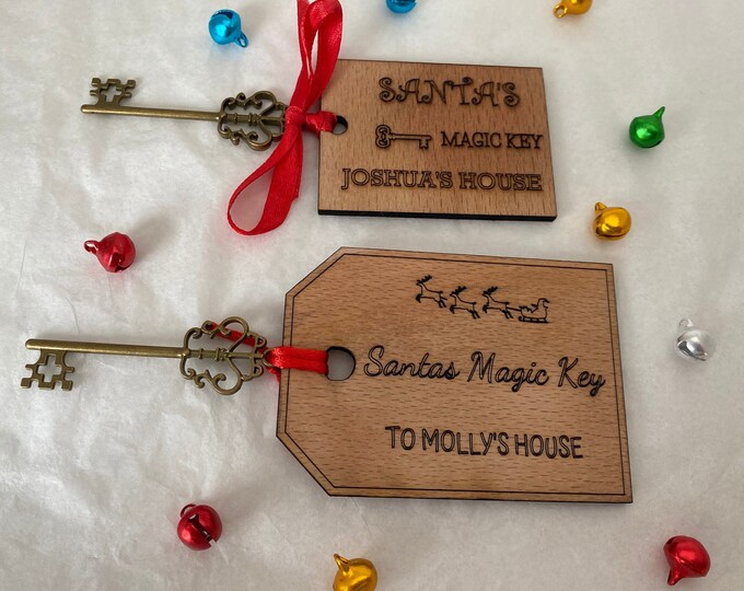 Personalised Santa's Magic Key, Christmas Key, Xmas Decor, Laser Engraved, Novelty Children token, Father Christmas, Xmas, Christmas Eve Box