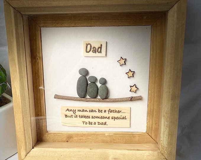 Dad picture gift personalised Pebble Art Dad, Daddy, Grandad, Step Dad Fathers Day/ Christmas/ Birthday Gift Box Frame Picture gift for him