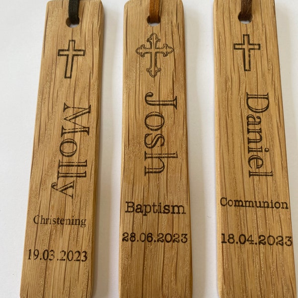 Personalised Communion Wooden Bookmark  Gift Idea - Any Name - Student Incentive Gift - School Leavers Gift/ Pupil - Baptism/Christening