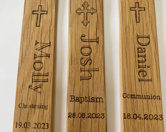 Personalised Communion Wooden Bookmark  Gift Idea - Any Name - Student Incentive Gift - School Leavers Gift/ Pupil - Baptism/Christening