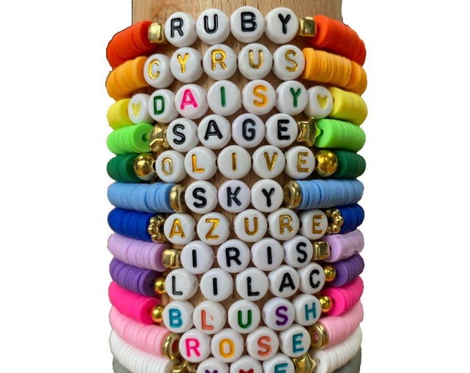 Personalised Bracelet, Custom Bracelet, Name Bracelet, Clay Bead Bracelet, Party Bag Fillers, Teacher Incentive Gifts, Any Name Bracelet