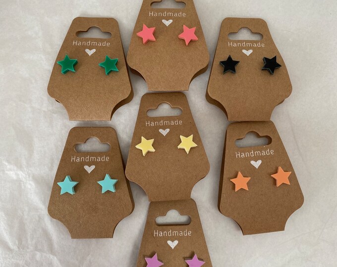 Pastel star Stud Earrings - Handmade Acrylic Earrings - Pastel - star earrings - retro earrings - novelty earrings