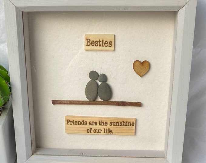 Best friend gift pebble picture Pebble Art Gift, Best Friend gift - Bestie Box Framed Picture Ideal Present Idea. Gift for her
