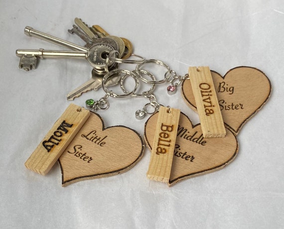 Personalised shop sister keyrings