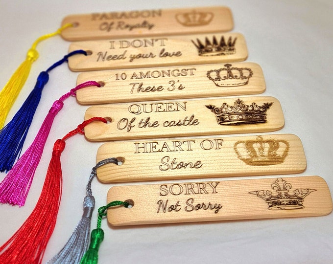 Six The Musical Personalised Wooden Bookmark Gift Idea, Divorced, Beheaded, Died, Survived Student Incentive - Children Bookmark Party Bags