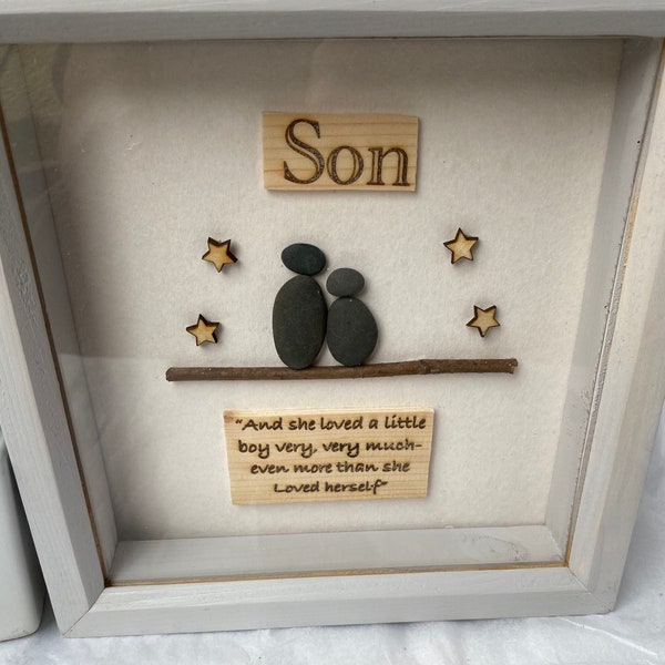 Son gift Personalised Son Pebble Art Framed Birthday/Christmas Gift Picture Present gift for him