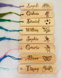 Personalised Wooden Bookmark  Gift Idea - Any Name - Student Incentive Gift - School Leavers Gift/ Pupil Gift - Children Bookmark Party Bags product logo
