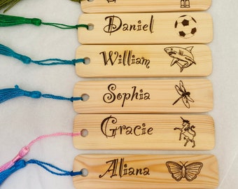 Personalised Wooden Bookmark  Gift Idea - Any Name - Student Incentive Gift - School Leavers Gift/ Pupil Gift - Children Bookmark Party Bags