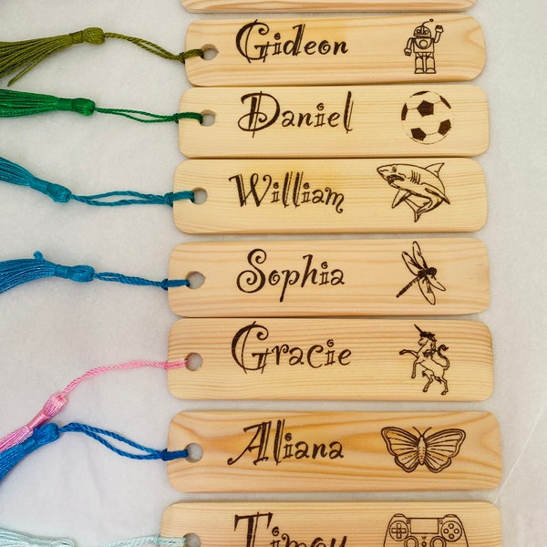 Personalised Wooden Bookmark  Gift Idea - Any Name - Student Incentive Gift - School Leavers Gift/ Pupil Gift - Children Bookmark Party Bags