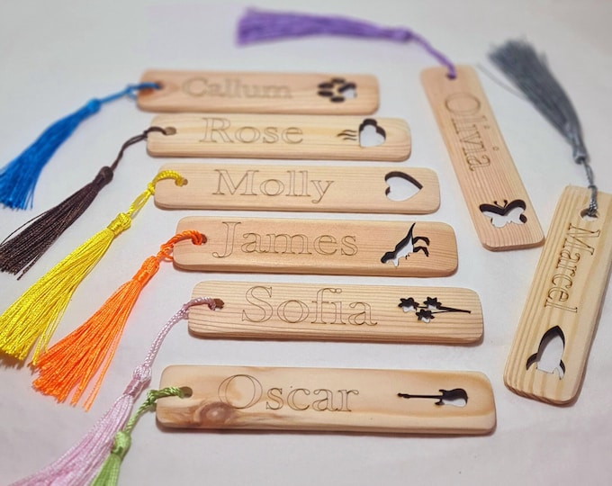 Personalised Wooden Bookmark  Gift Idea - Any Name - Student Incentive Gift - School Leavers Gift/ Pupil Gift - Children Bookmark Party Bags
