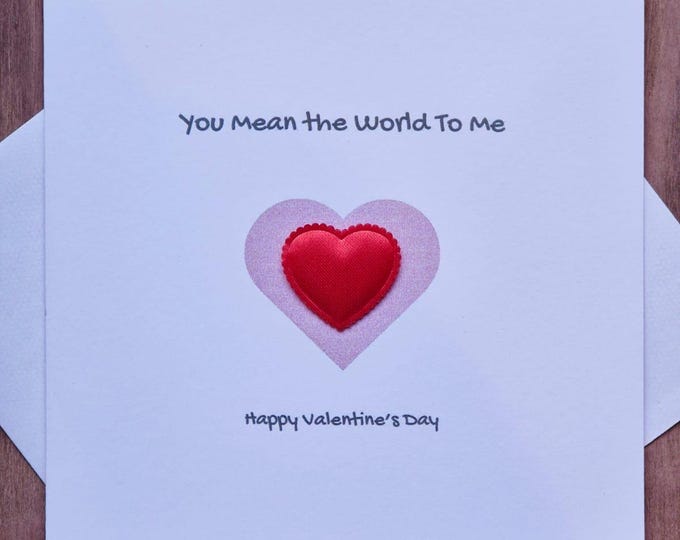 Valentine's Day Card, Valentine's Card For Him, Valentine's Card For Her, You Mean The World To Me, Card Girlfriend, Card Boyfriend