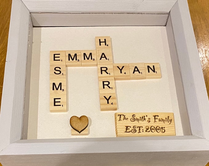 Personalised scrabble tile picture frame valentines gift for him gift for her anniversary gift- new home gift -birthday gift Christmas gift