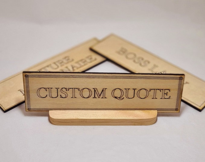 Wooden Desk Sign, Desk Name Plate, Personalised Office Name Sign, Any Name Slogan Gift Office, Teacher Gift