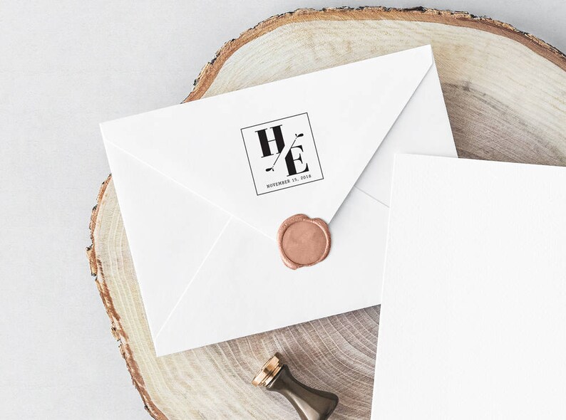 Unique Wedding Save the Date Stamp Modern Wedding Stamp Square Wedding Favor Stamp AWS107 Monogram Wedding Stamp