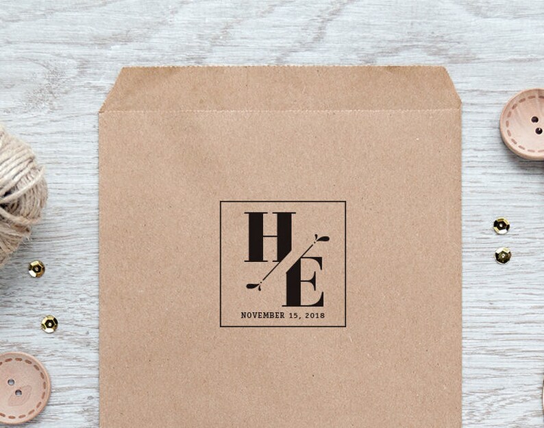 Unique Wedding Save the Date Stamp Modern Wedding Stamp Square Wedding Favor Stamp AWS107 Monogram Wedding Stamp