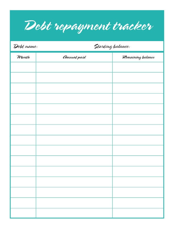 Printable Debt Tracker 5 Colors | Etsy