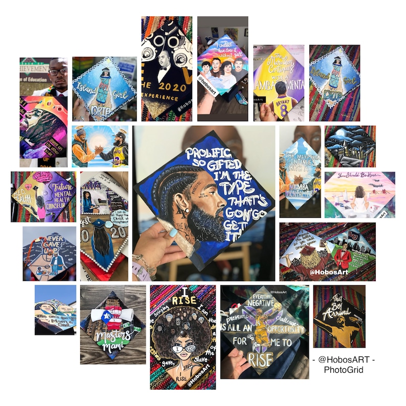 Men’s Hand-painted, Custom Graduation Caps, Cap Topper, Grad Cap for ...